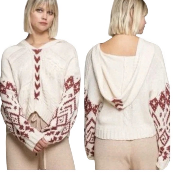 POL Sweaters - POL Urban Bohemi Weave Fringe Hooded Sweater – Size M